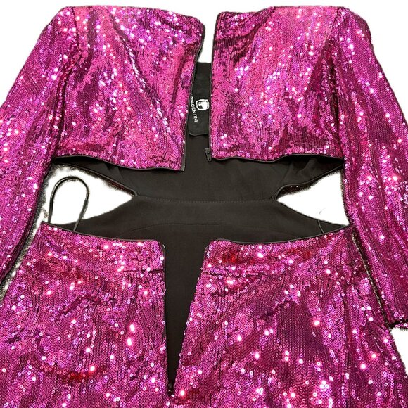 LE PIACENTINI Fuchsia Sequin Evening  Gown. Made in Italy. Size IT 42 - Picture 7 of 11
